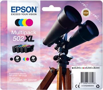 Epson inktcartridge 502XL, 470 - 550 pagina&#039;s, OEM C13T02W64010, 4 kleuren