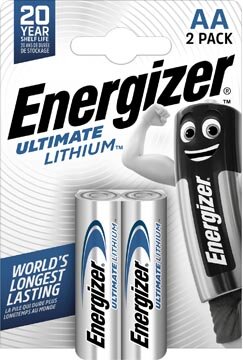 Energizer batterijen Lithium AA, blister van 2 stuks