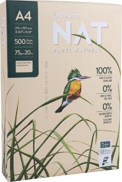 Ledesma NAT natuurlijk papier uit suikerriet, ft A4, 75 g, pak van 500 vel