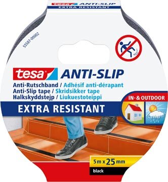 Tesa anti-slip tape, ft 5 m x 25 mm, zwart