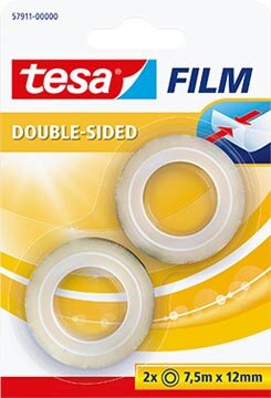 Tesafilm Double-Sided, ft 7,5 m x 12 mm, blister van 2 stuks
