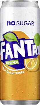Fanta Zero Orange frisdrank, sleek blik van 33 cl, pak van 24 stuks