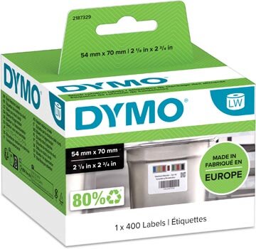 Dymo etiketten LabelWriter ft 70 x 54 mm, voor voedingsindustrie, wit, 400 etiketten