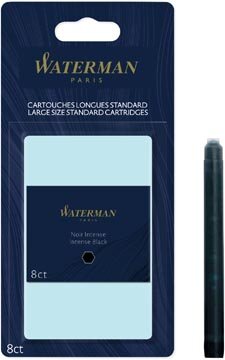 Waterman inktpatronen Standard Long, zwart (Intense), blister van 8 stuks