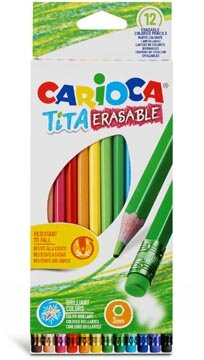 Carioca kleurpotlood met gum Tita, 12 stuks in een kartonnen etui