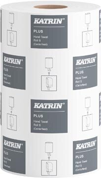 Katrin Plus handdoeken voor dispenser op rol, 1-laags, systeem S, 100 m, pak van 12 rollen