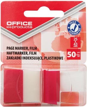 Office Products index, 25 x 43 mm, blister van 50 tabs, rood