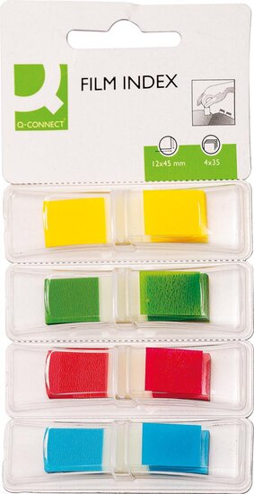Q-CONNECT index mini, ft 12,5 x 45 mm, 4 x 35 tabs, geassorteerde kleuren