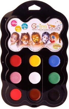 Grim&#039;tout schminkpalet Carnaval, 9 kleuren