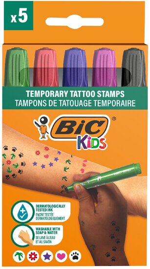 Bic Kids tijdelijke tattoo stempels, assorti, set van 5 stuks