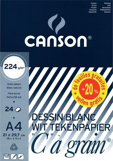 Canson tekenblok C &agrave; grain&reg; ft A4, papier van 224 g/m&sup2;