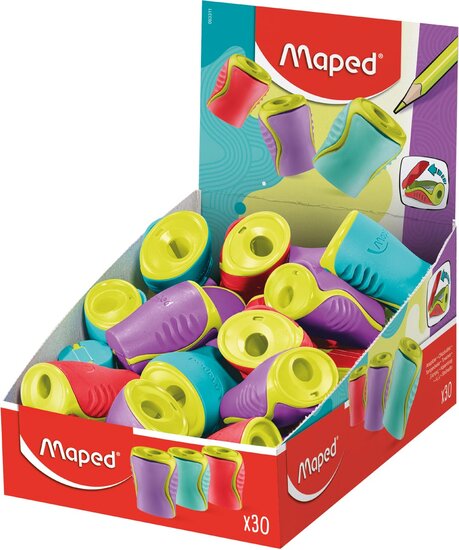 Maped potloodslijper Boogy 1-gaats, display van 30 stuks in geassorteerde kleuren