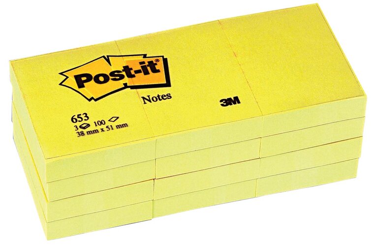Post-it Notes, ft 38 x 51 mm, geel, blok van 100 vel