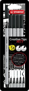 STABILO Creative Tips ARTY, geassorteerde punten, pak van 5 stuks, zwart