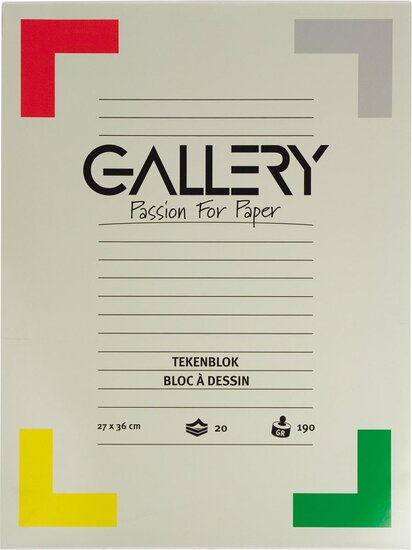 Gallery tekenblok ft 27 x 36 cm, extra zwaar houtvrij papier, 190 g/m&sup2;, blok van 20 vel