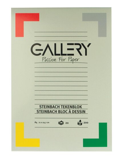 Gallery Steinbach tekenblok, gekorreld, ft 21 x 29,7 cm (A4), 200 g/m&sup2;, blok van 20 vel