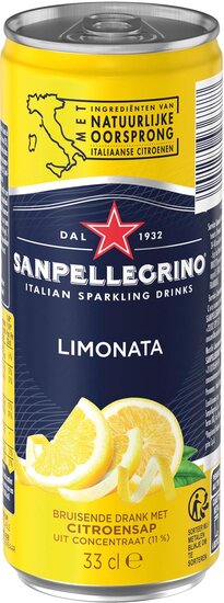 San Pellegrino limonade limonata, sleek blik van 33 cl, pak van 6 stuks