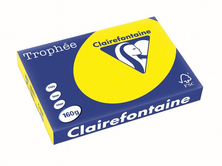 Clairefontaine Troph&eacute;e Intens, gekleurd papier, A3, 160 g, 250 vel, zonnegeel