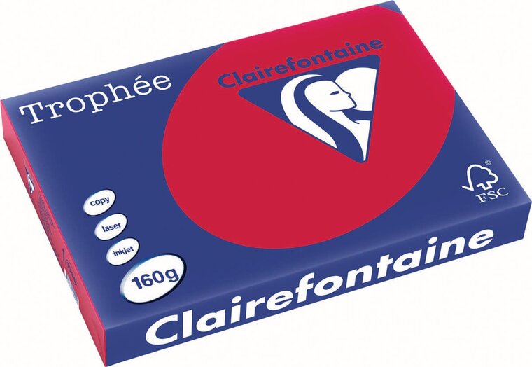 Clairefontaine Troph&eacute;e Intens, gekleurd papier, A3, 160 g, 250 vel, kersenrood