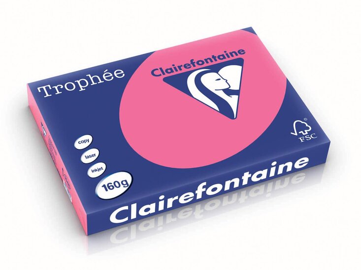 Clairefontaine Troph&eacute;e Intens, gekleurd papier, A3, 160 g, 250 vel, fuchsia