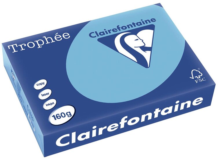Clairefontaine Troph&eacute;e Pastel, gekleurd papier, A4, 160 g, 250 vel, lavendelblauw