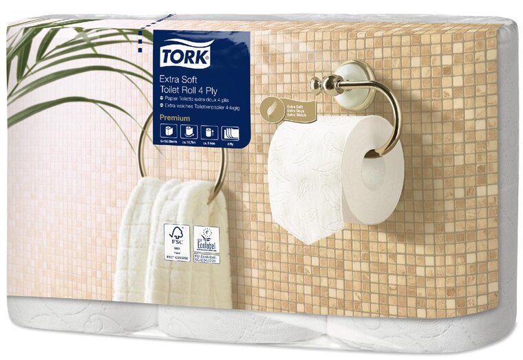 Tork toiletpapier Extra Soft, 4-laags, systeem T4, pak van 6 rollen