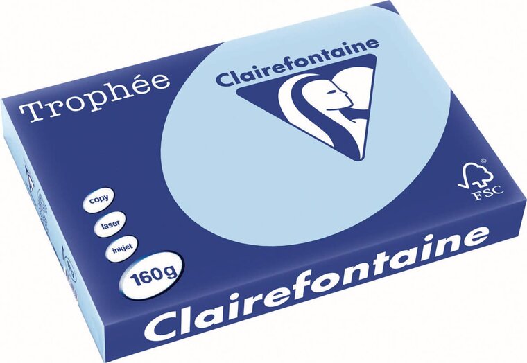 Clairefontaine Troph&eacute;e Pastel, gekleurd papier, A3, 160 g, 250 vel, blauw