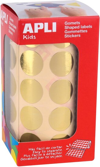 Apli Kids stickers op rol, cirkel diameter 20 mm, 1770 stuks, metallic goud