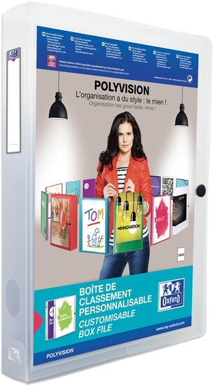 OXFORD Polyvision personaliseerbare elastobox, formaat A4, uit PP, rug van 4 cm, transparant