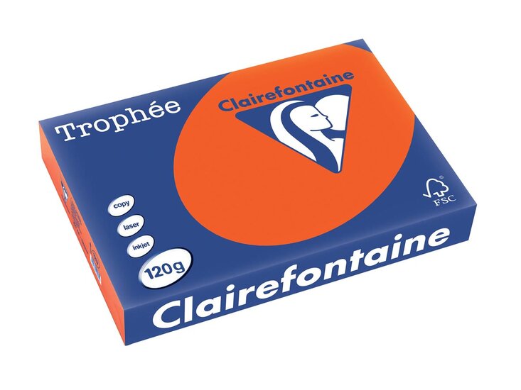 Clairefontaine Troph&eacute;e Intens, gekleurd papier, A4, 120 g, 250 vel, kardinaalrood