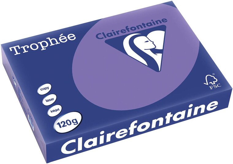 Clairefontaine Troph&eacute;e Intens, gekleurd papier, A4, 120 g, 250 vel, violet