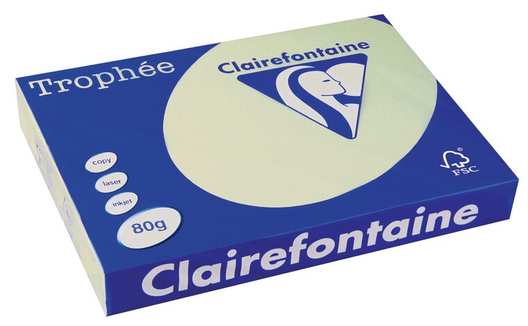 Clairefontaine Troph&eacute;e Pastel, gekleurd papier, A3, 80 g, 500 vel, lichtgroen
