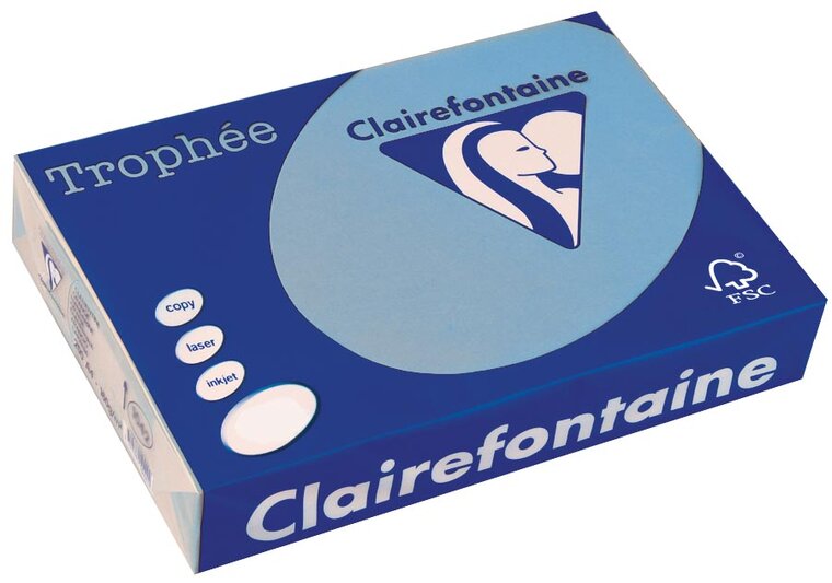 Clairefontaine Troph&eacute;e Intens, gekleurd papier, A3, 80 g, 500 vel, koningsblauw