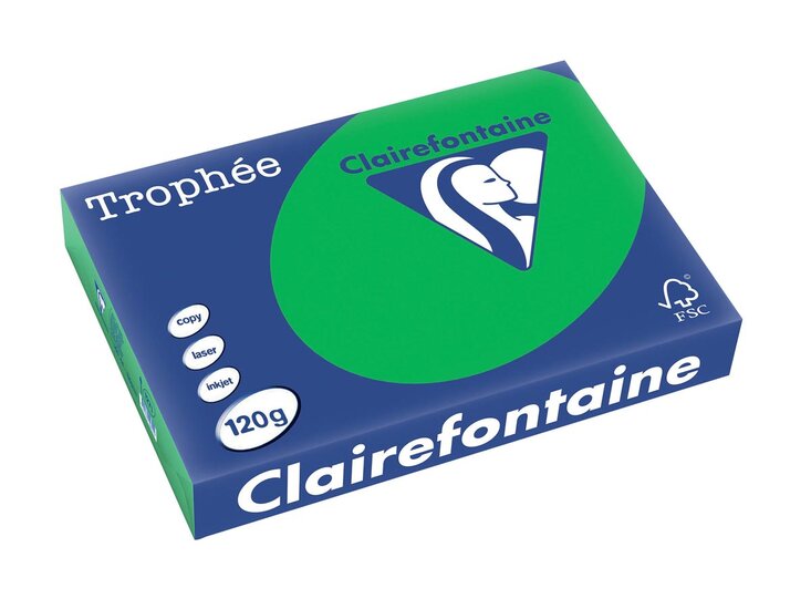 Clairefontaine Troph&eacute;e Intens, gekleurd papier, A4, 120 g, 250 vel, bijartgroen