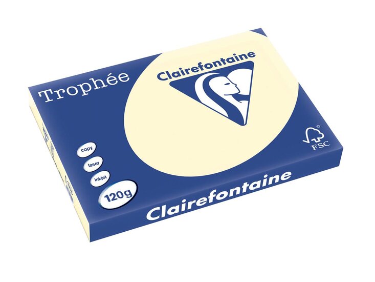 Clairefontaine Troph&eacute;e Pastel, gekleurd papier, A3, 120 g, 250 vel, cr&egrave;me