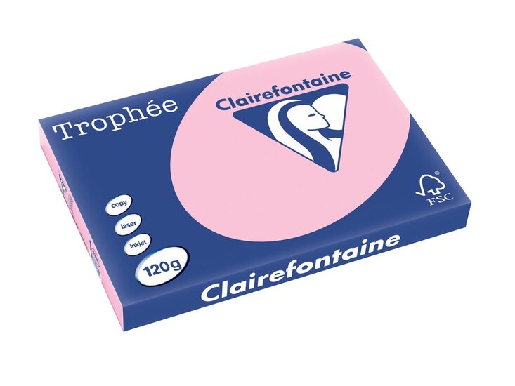 Clairefontaine Troph&eacute;e Pastel, gekleurd papier, A3, 120 g, 250 vel, roze