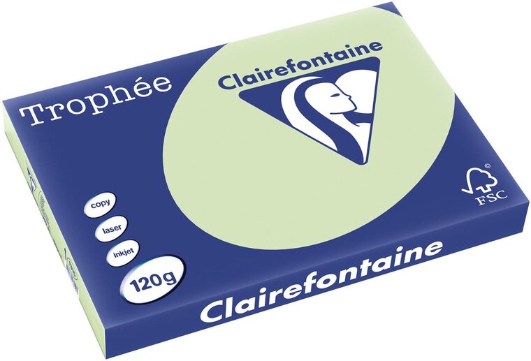 Clairefontaine Troph&eacute;e Pastel, gekleurd papier, A3, 120 g, 250 vel, golfgroen
