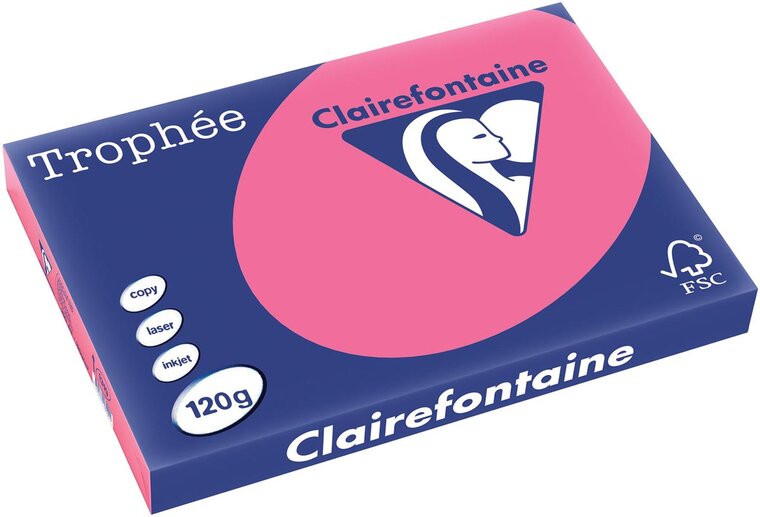Clairefontaine Troph&eacute;e Intens, gekleurd papier, A3, 120 g, 250 vel, fuchsia