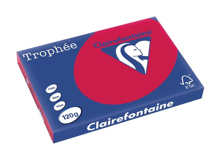Clairefontaine Troph&eacute;e Intens, gekleurd papier, A3, 120 g, 250 vel, kersenrood