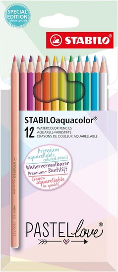 STABILOaquacolor kleurpotlood, pastel, etui van 12 stuks, assorti