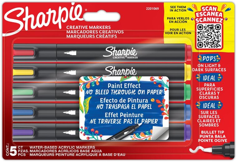 Sharpie paintmarker, blister van 5 stuks, assorti