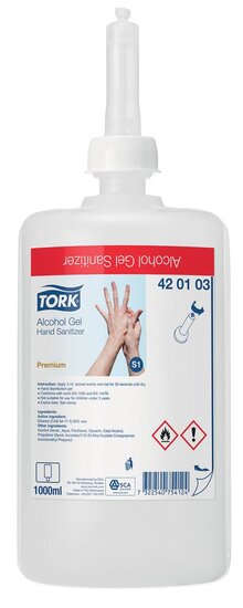 Tork alcohol gel voor handdesinfectie, systeem S1, flacon van 1 liter