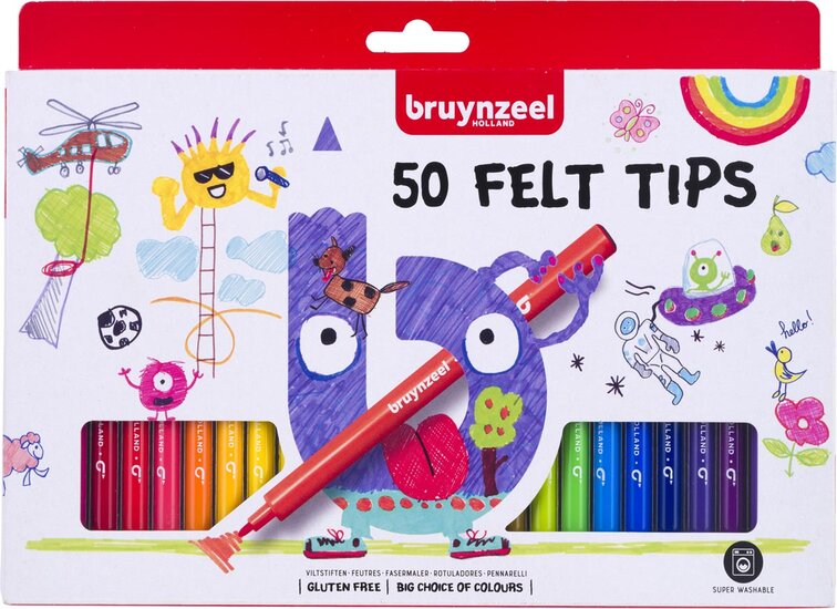 Bruynzeel viltstiften, etui met 50 stuks