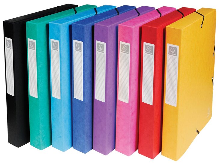 Exacompta elastobox Exabox 8 geassorteerde kleuren: geel, rood, roze, paars, blauw, turquoise, groen e...