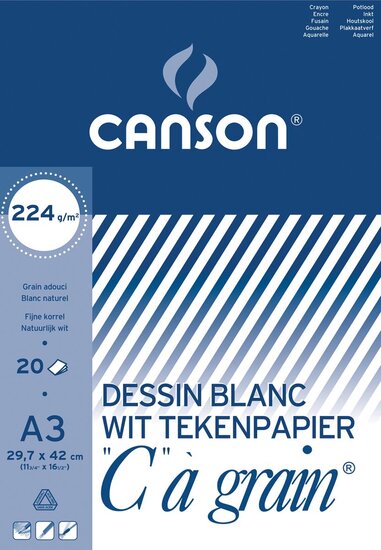 Canson tekenblok C &agrave; grain 224 g/m&sup2;, ft 29,7 x 42 cm (A3)