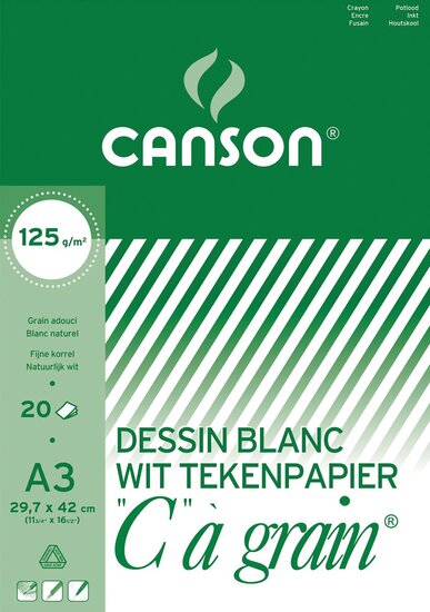 Canson tekenblok C &agrave; grain 125 g/m&sup2;, ft 29,7 x 42 cm (A3)