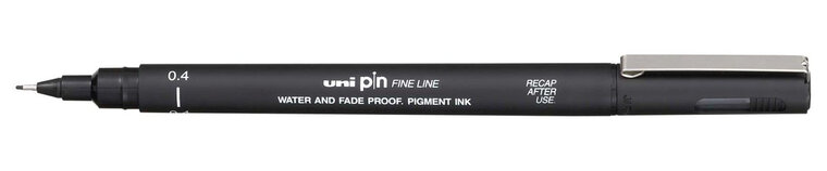 Uni Pin fineliner, ronde punt, 0,4 mm, zwart