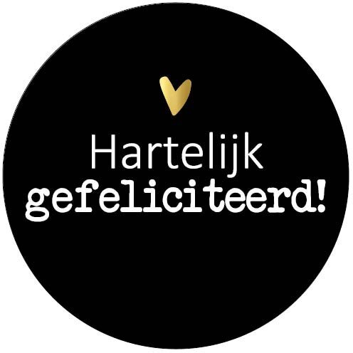 KP etiket &quot;Hartelijk gefeliciteerd&quot;, diameter 40 mm, rol van 250 stuks