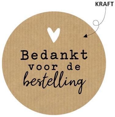 KP etiket &quot;Bedankt voor de bestelling&quot;, kraft, diameter 50 mm, rol van 250 stuks