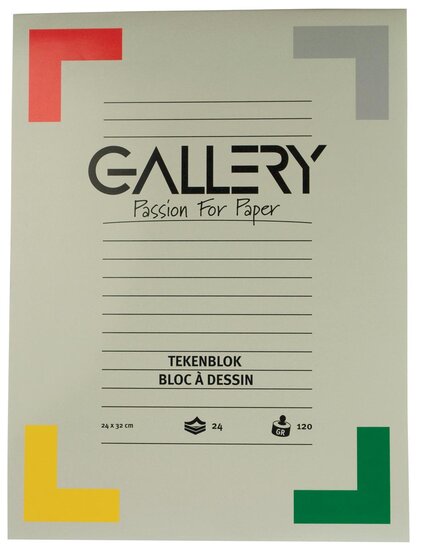 Gallery tekenblok, houtvrij papier, 120 g/m&sup2;, ft 24 x 32 cm, blok van 24 vel